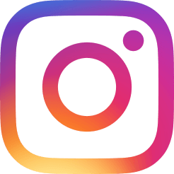 Instagram logo, a multi colored camera